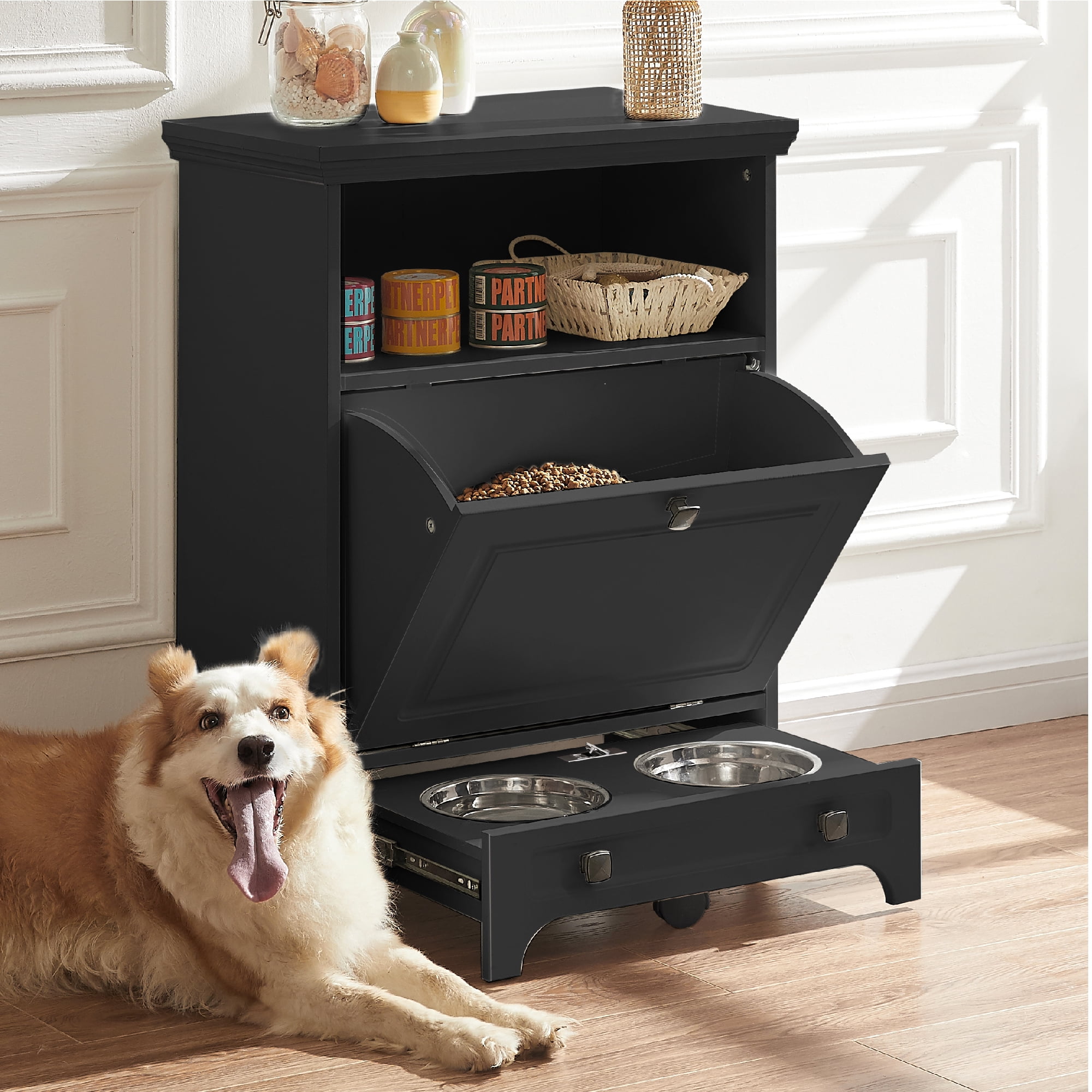 Dog feeding station with storage discount