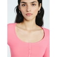 thumbnail image 4 of Scoop Women’s Lace Trim Scoop Neck Ribbed Tee with Long Sleeves, Sizes XS-XXL, 4 of 5