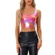 thumbnail image 1 of INSPIRAR CHIC Top sin mangas para mujer U Cuello Fiesta Ropa de Club Holográfico Brillante Metálico Top Corto L Holográfico Rojo, 1 of 6