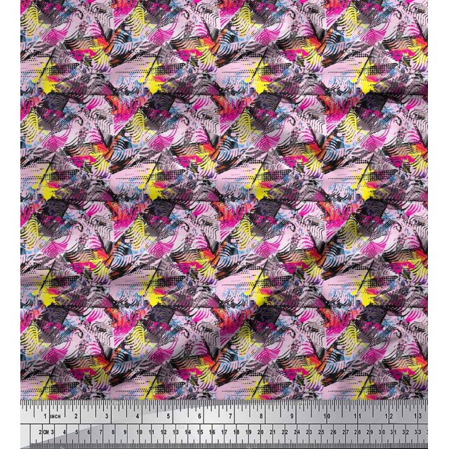 Soimoi Silk Fabric Animal Skin Abstract Decor Fabric Printed Yard 42 Inch Wide