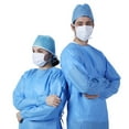 thumbnail image 2 of Blue Disposable Isolation Gowns, Fluid Resistant Polyethylene, 30 Count, Large, 2 of 7