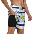 thumbnail image 2 of Kdxio Daisy Striped Nautical Print Men'S Swim Trunks With Compression Liner 7 Inch Inseam Quick Dry Swim Shorts, 2 of 7