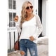 thumbnail image 4 of Camisa de manga larga de malla a rayas para mujer, blusa informal con cuello en V, tallas S a XXL, 4 of 5