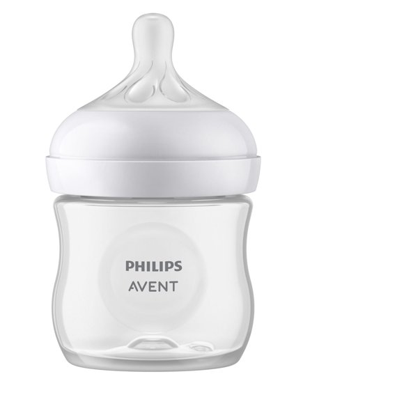 Philips Avent Natural Baby Bottle with Natural Response Nipple, Clear, 4oz Bottle, SCY900/01