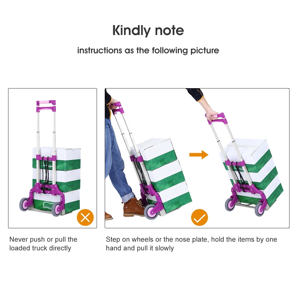 Finether Hand Truck Trolley Aluminium Alloy Hand Trolley Truck Dolly Cart Lightweight Portable Hand Cart Trolley 70kg Capacity with 2 Bungee Cords for Indoors Outdoors Travel Home Grocery Blue