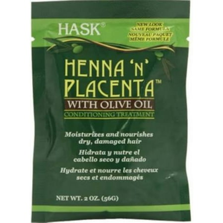 Hask Henna 'n' Placenta Olive Oil Conditioning Treatment, 2 oz (Pack of