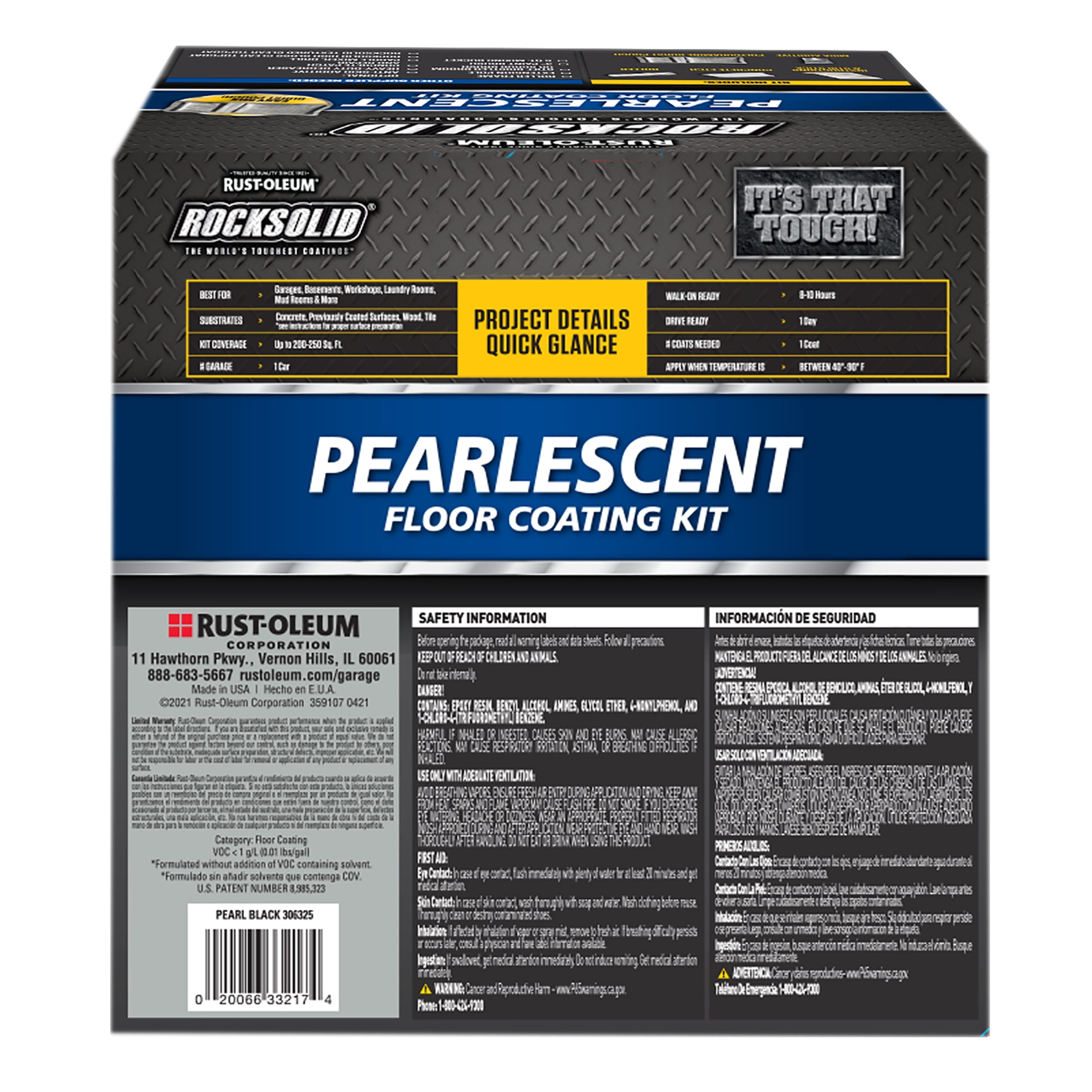 Pearl Black RockSolid Pearlescent 1 Car Garage Floor Coating Kit 306325 80 oz Walmart