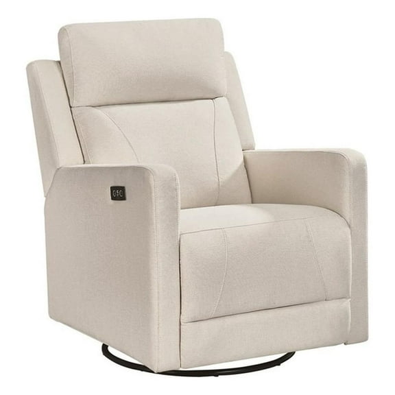 Maklaine Recliner Glider with Swivel Rocker with USB in Cream
