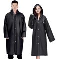 thumbnail image 1 of Poncho de lluvia impermeable impermeable capa de lluvia mujeres hombres reutilizable Eva negro impermeable, 1 of 2