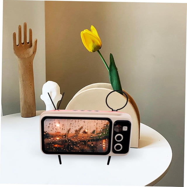Cateissary Soporte para teléfono móvil para TV, fuerte y duradero, amplia gama de aplicaciones, Altavoz Bluetooth Retro Cables de audio/vídeo naranja negro