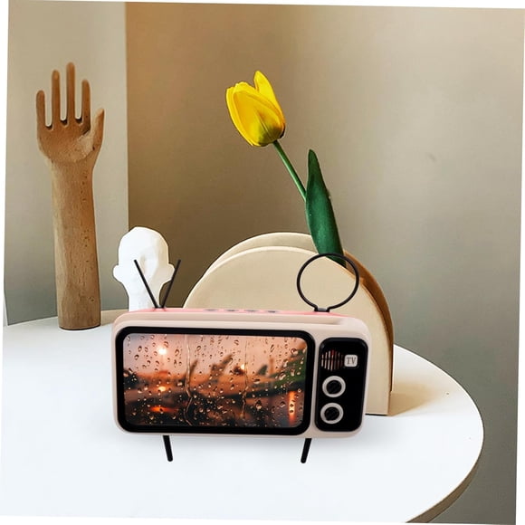 Cateissary Soporte para teléfono móvil para TV, fuerte y duradero, amplia gama de aplicaciones, Altavoz Bluetooth Retro Cables de audio/vídeo naranja negro