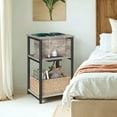 thumbnail image 6 of LEDREM Multifunctional 3 Tiers Nightstand, Slim Sofa Side Table with Built-in Power Hub, 6.5ft Extension Cord, Sturdy Metal Frame Compact Storage Furnishing for Small Narrow Space, 6 of 6
