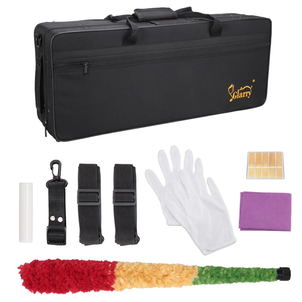 Glarry Professional Eb Alto Saxophone Kit with 11 Reeds/Case/Carekit, Gold