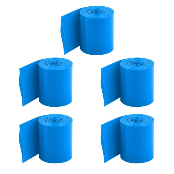 5Pcs 2Meters 29.5mm Width Heat Shrink Wrap Tube Blue for 1 x 18650 Battery