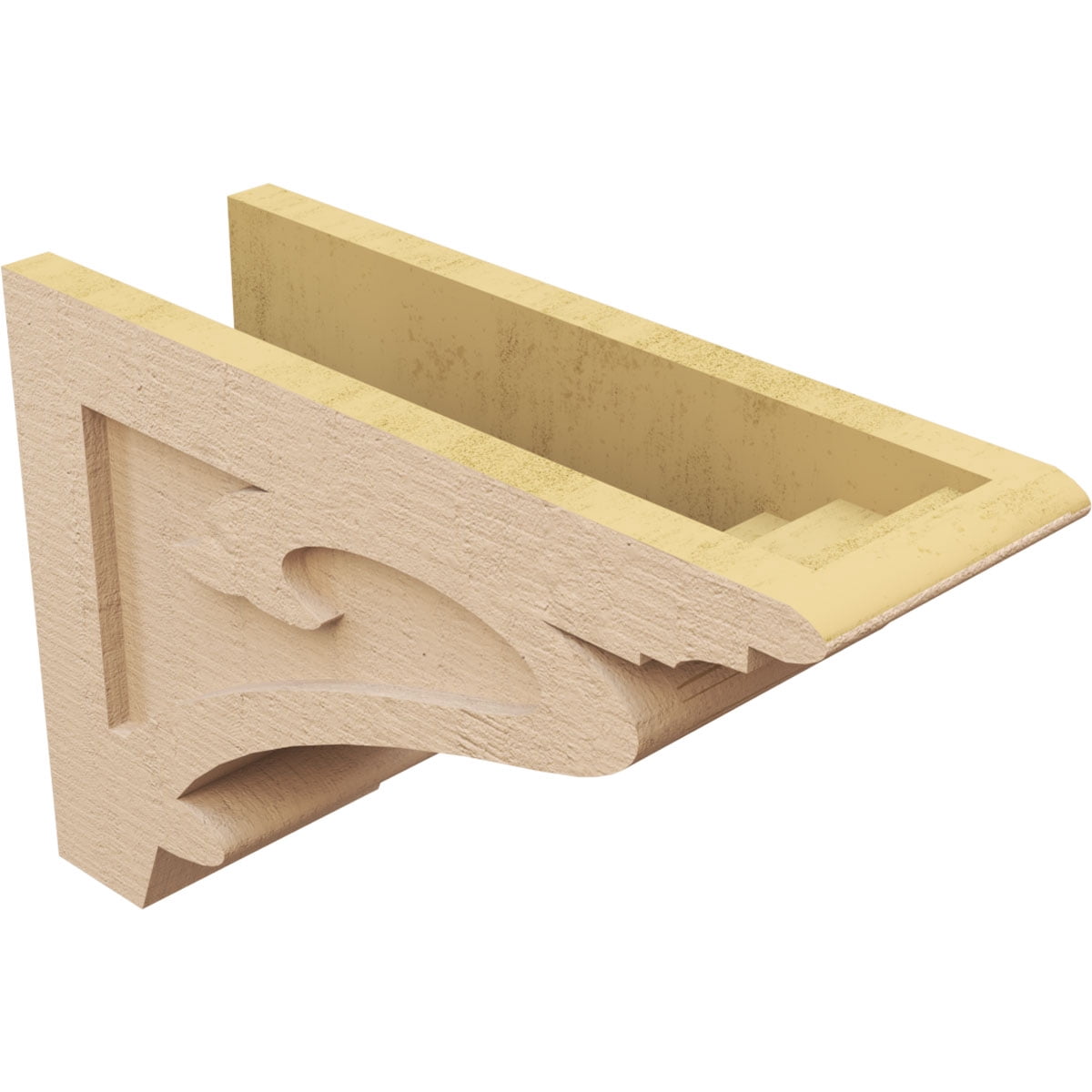 6"W x 18"D x 12"H Classic Mayflower Rough Cedar Woodgrain TimberThane Corbel, Primed Tan