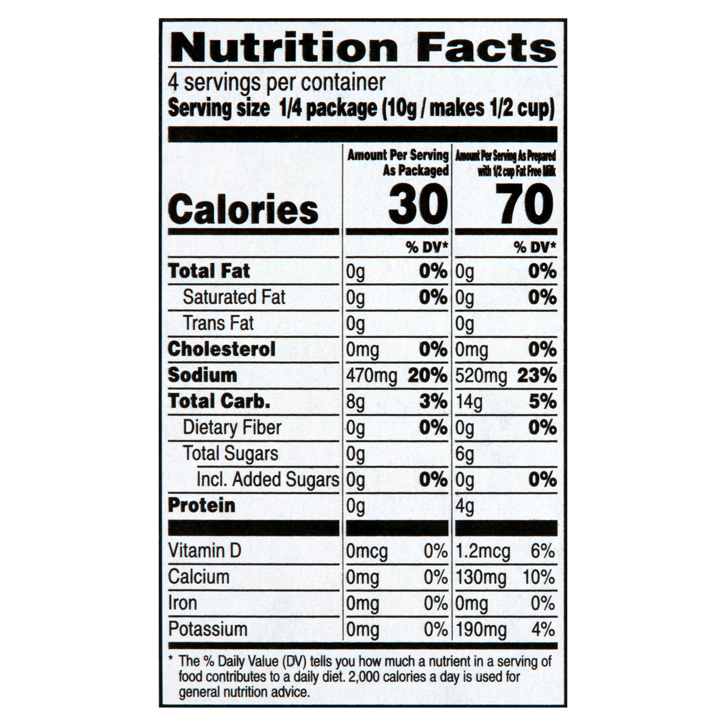 Great Value Sugar Free Vanilla Instant Pudding & Pie Filling, 1.34 oz