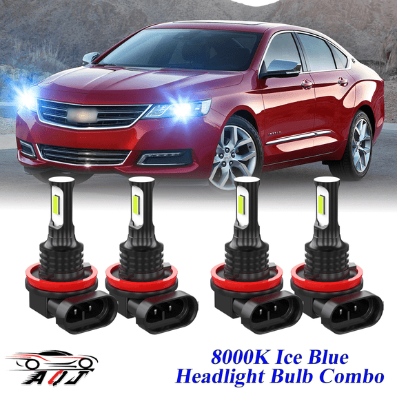 8000K Ice Blue LED Headlight Bulbs Combo Kit For Chevrolet Impala 2006-2013