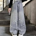 thumbnail image 7 of Teens Jeans Girls Star Jeans Girls Straight Leg Jeans Wide Leg Girls Pants High Waist Girls Baggy Pants Casual Girls Clothes Size 10-11 Years, 7 of 7
