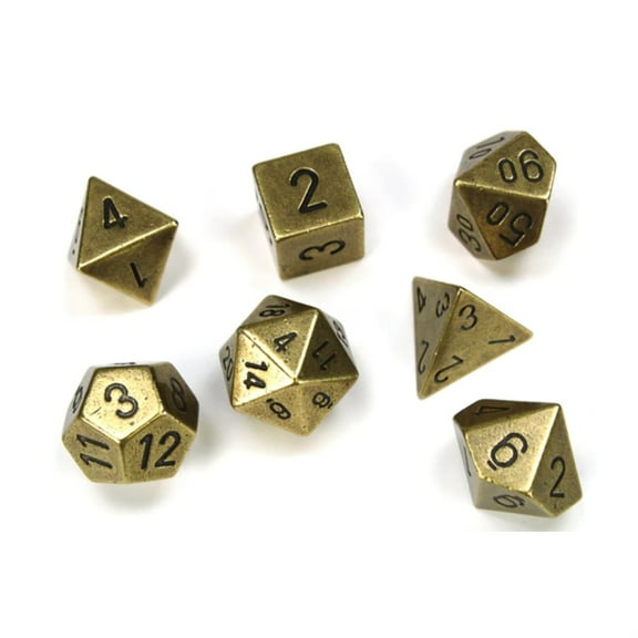 Chessex 27023 Metal Polyhedral Old Brass 7-Die Set