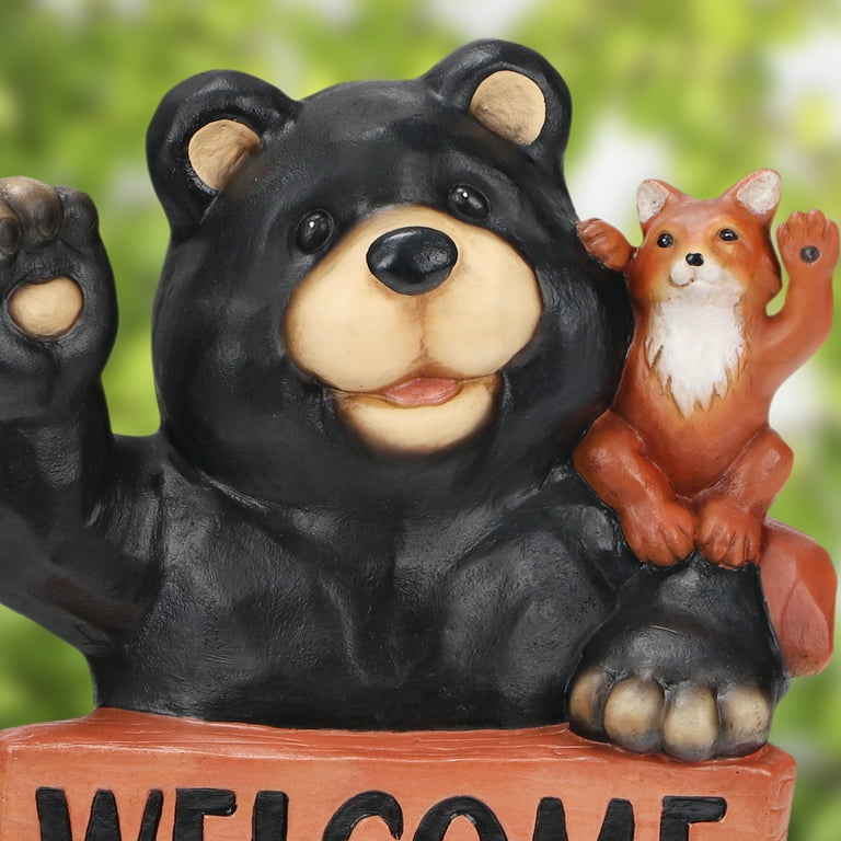 Mainstays Outdoor Welcome Bear and Fox Garden Statuary, 8.25 in L