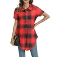 Fantaslook Short Sleeve Womens Button Down Shirts Casual Plaid Blouses