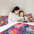thumbnail image 5 of Manfei Watercolor Peony Flower Bedding Comforter Set 2pcs, Colorful Floral Twin Comforter Sets, Oil Painting Blossoms Bedding Set, Lightweight Room Decor, 5 of 8