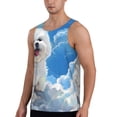 thumbnail image 2 of Lsque Cute Cloud Bichon Frise Pattern Mens Tank Tops Muscle Athletic Quick Dry Sleeveless Workout Fitness T Shirts Beach Tank Top, Loose-fit Sleeveless Shirt for Men-Large, 2 of 7