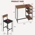 thumbnail image 4 of Ourlova Kitchen Table Set Dining Table and Chairs for 2 with Storage Shelf Dining Room Table Set with 2 Upholstered Chairs Bar Dining Table Set for Small Spaces Apartment Rustic Brown, 4 of 7