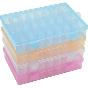 Casewin 4 Pack Colorful 36 Compartments Detachable Jewelry Accessories Storage Box Container Organizer Plastic