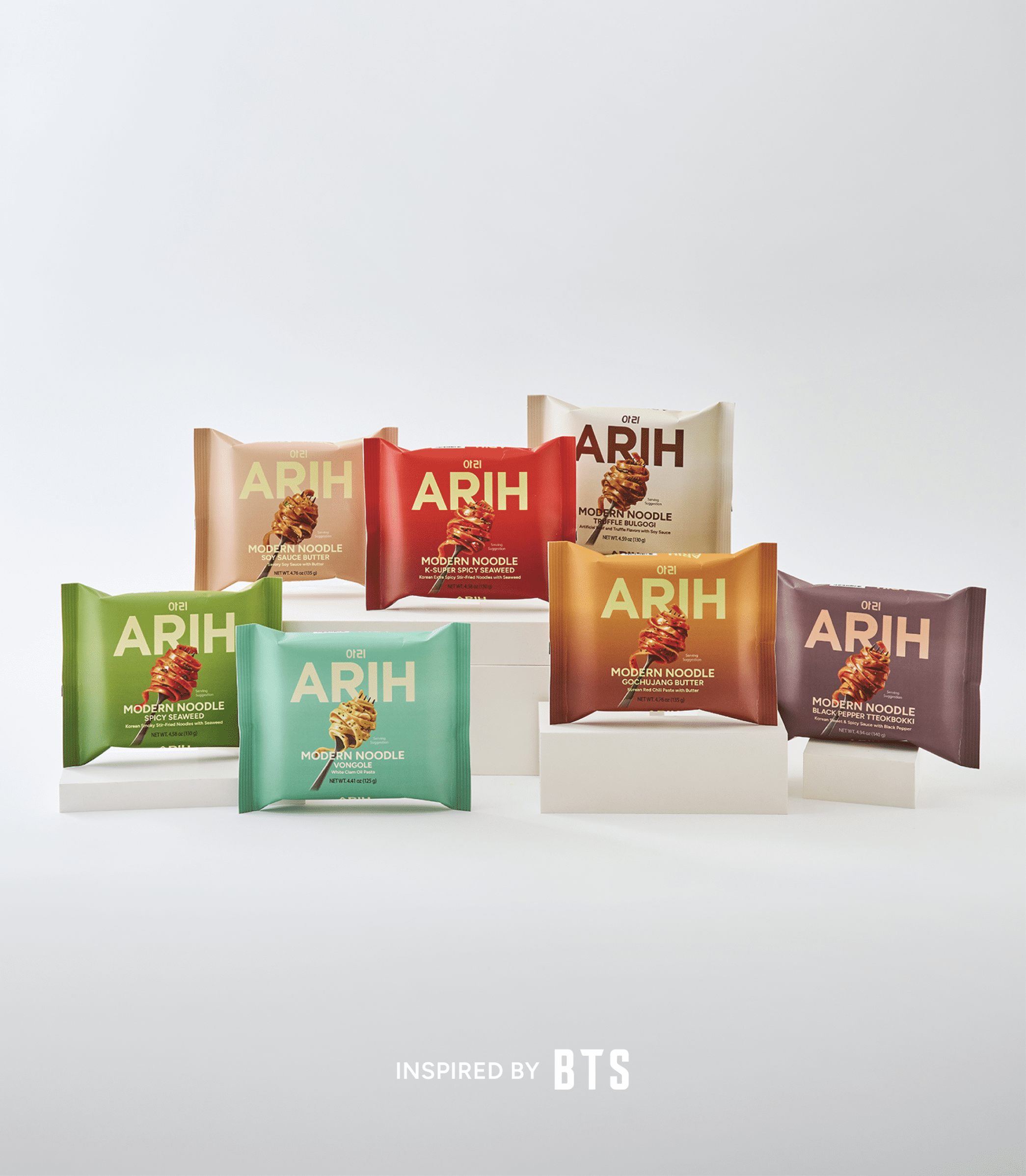 ARIH Modern Noodles, Western-Korean Fusion Soup-Less Noodles, Vongole, 4 Pack