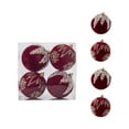 thumbnail image 2 of Bolas navideñas flocadas de terciopelo de 8 cm, paquete de 4, rojas, para árbol de Navidad | Colgantes ligeros para decoración navideña en casa, oficina, escuela, fiestas, bodas, 2 of 6