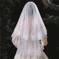 thumbnail image 1 of Velo de novia blanco, velos de boda cortos de encaje para mujer, velo de novia de tul suave de 2 capas con peine, capa de boda para novias, 1 of 5