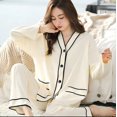thumbnail image 1 of Pijama de mujer para el hogar, cárdigan con cuello en V, dulce, manga larga, suelto, talla grande, traje de estudiante para el hogar, 1 of 6