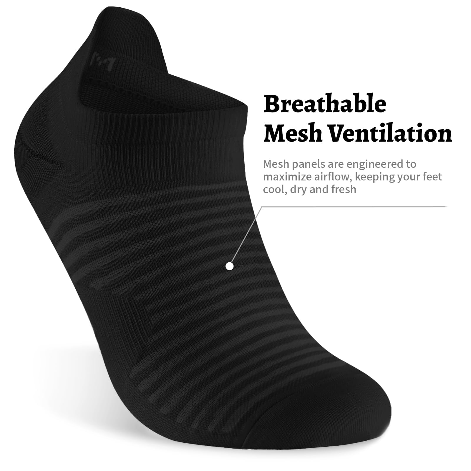 Ankle Socks Black (6 Pairs) Small-Medium Running Athletic Use
