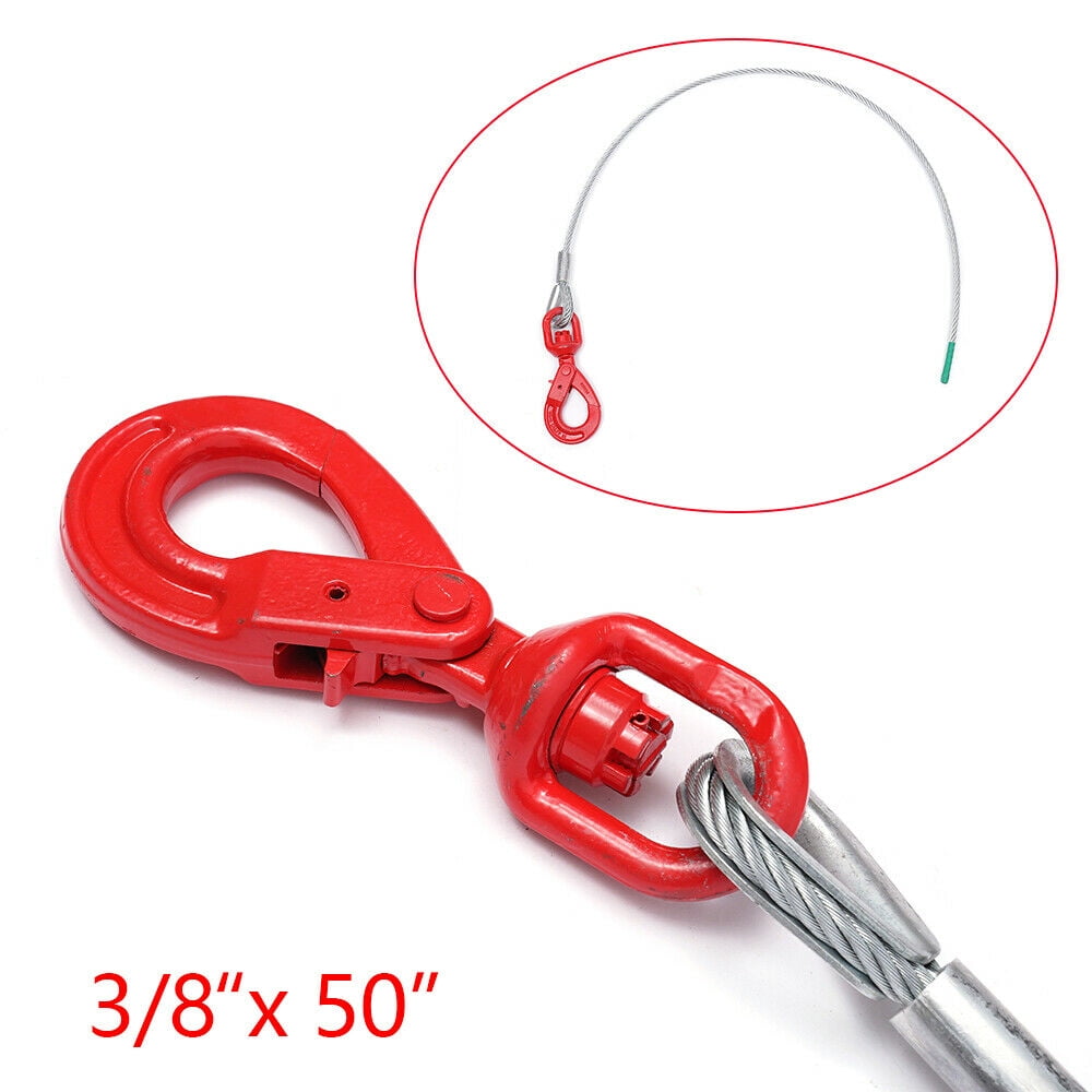 CNCEST 3/8" x 50" Self Locking Wire Rope Steel Winch Cable Swivel Hook