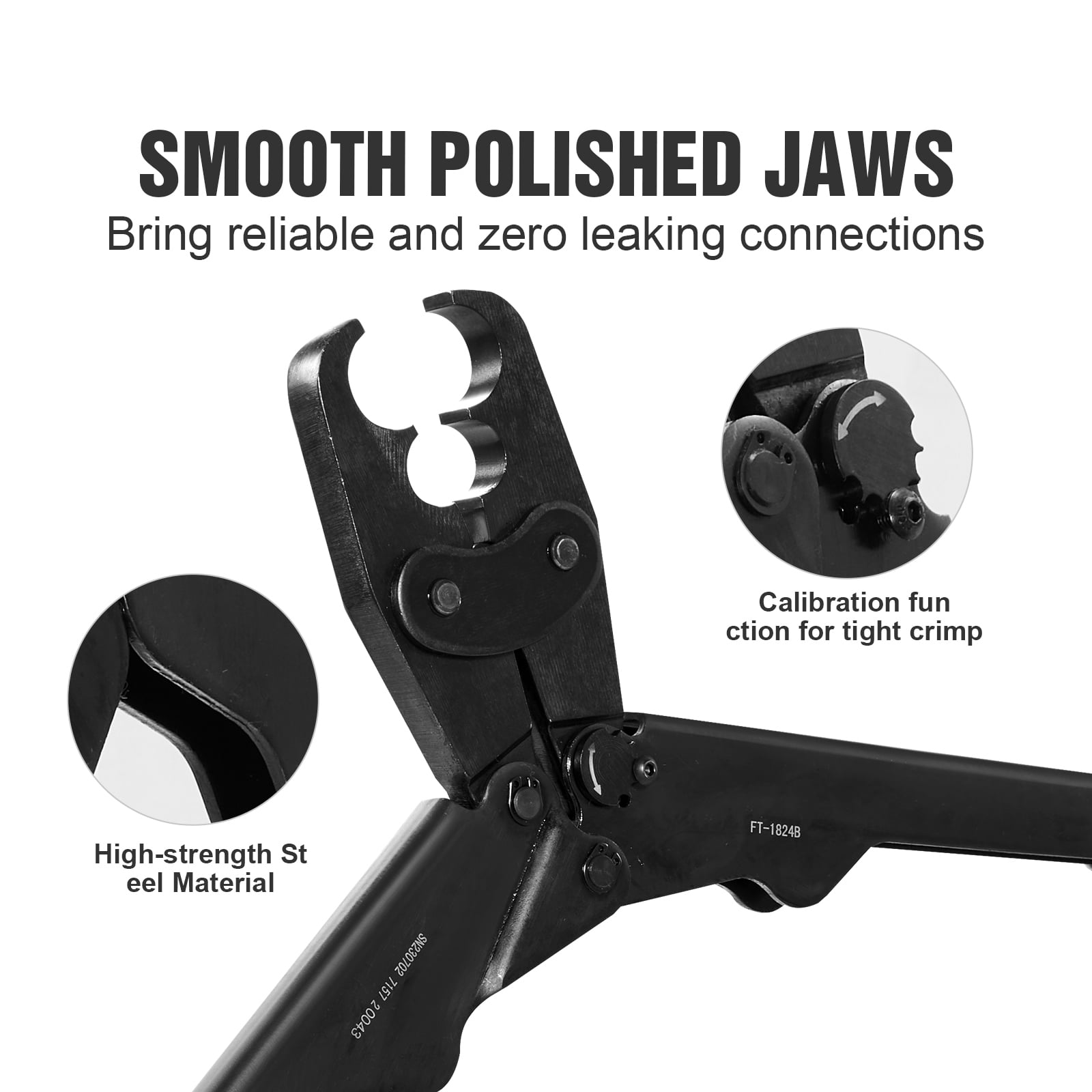 SKYSHALO PEX Crimping Tool, Dual Head Combo PEX Crimper Tool for 1/2" and 3/4" PEX Copper Crimp Rings, Compact Plumbing Crimp Tool with Go/No-Go Gauge, Well-Polished Jaw