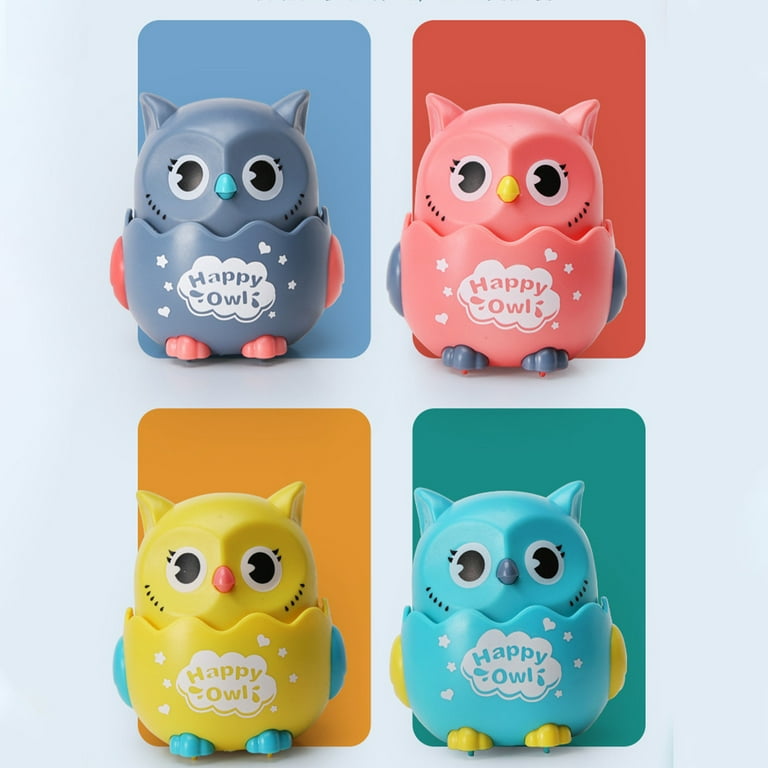 SDJMa Baby Funny Owl Toy Pull Back Owl Toy with Push to Glide Cute Small  and Portable Gift 360° Rotation Cute Owl Partner for Kids, Ages 3+ Years Old