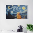 thumbnail image 4 of AIOE Retro Van Gogh Starry Night With Funny Cat Canvas Prints Wall Art Night Starry Pictures Paintings Poster Canvas Wall Decor for Living Room Bedroom Wall Decor Frame: 12x8in, 4 of 7
