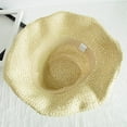 thumbnail image 5 of Clearance! Baberdicy Handmade Hollow Straw Hat Cowboy Hat with Curled Brim and Raised Edge Papyrus Beach Hat Sunscreen Hat Beige, 5 of 5