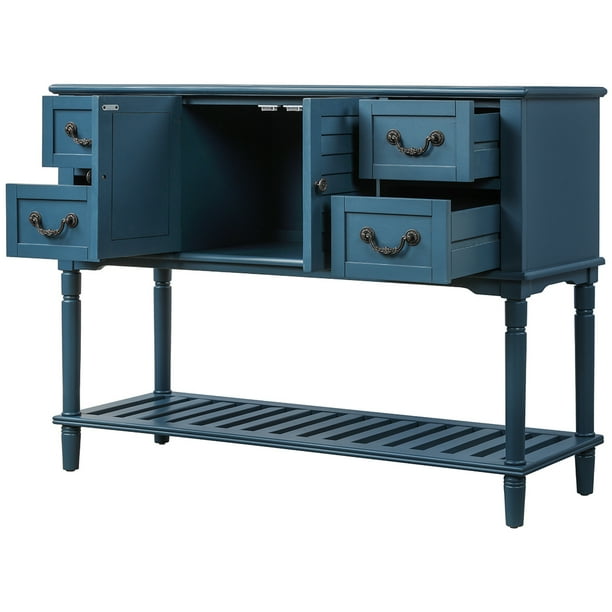Hallway Entryway Sideboard Solid Wood Console Table with Shutter Doors