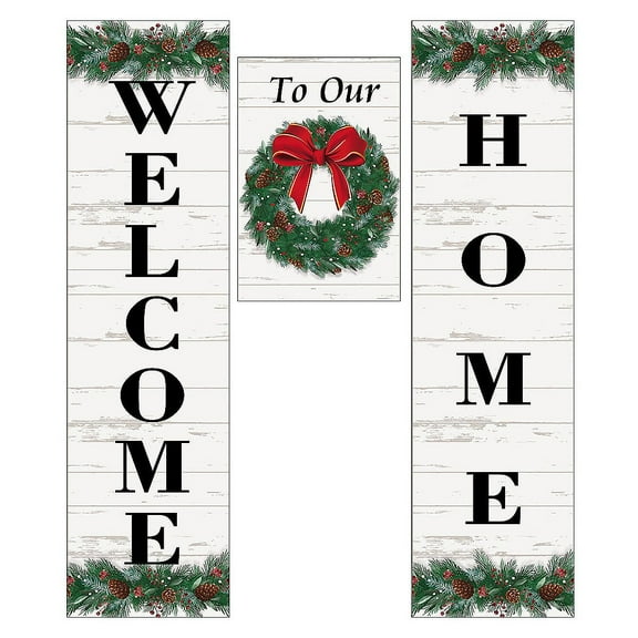 Evergreen Holiday Wreath Door Banner Kit
