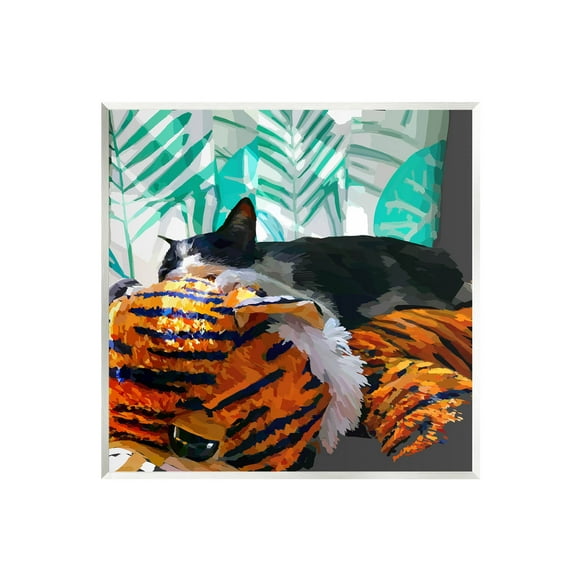 Stupell Industries Cuddling Cat Cozy Relaxing Pet Graphic Art Unframed Art Print Wall Art, Design by Emily Kalina