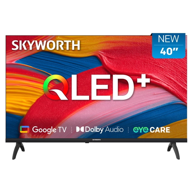SKYWORTH 40 inch QLED Smart TV, FHD Compatible with Google TV, HDR10, Dolby Audio, Bluetooth 5.1, Google Cast Built-in, Voice Remote, Eye-Care, 2025 Model, Q6500B