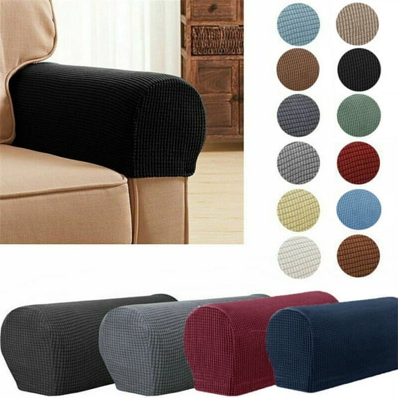 Set of 2 Stretch Armrest Covers Anti Slip Sofa Arm Covers for Chairs Couch Sofa Armchair Slipcovers for Recliner Sofa,Wine