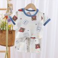 thumbnail image 2 of NOLDARES Newborn Baby Boy Clothes 2pcs Crewneck Short Sleeve Round Neck Top Drawstring Shorts Dinosaur Pattern Outfits(Navy,6-12 M), 2 of 6