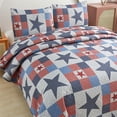 thumbnail image 4 of JML Quilt Set 3-Piece King Size, Soft Reversible 1 Quilt & 2 Shams Bedspread Coverlet Set, Navy & Red Stars, 4 of 7