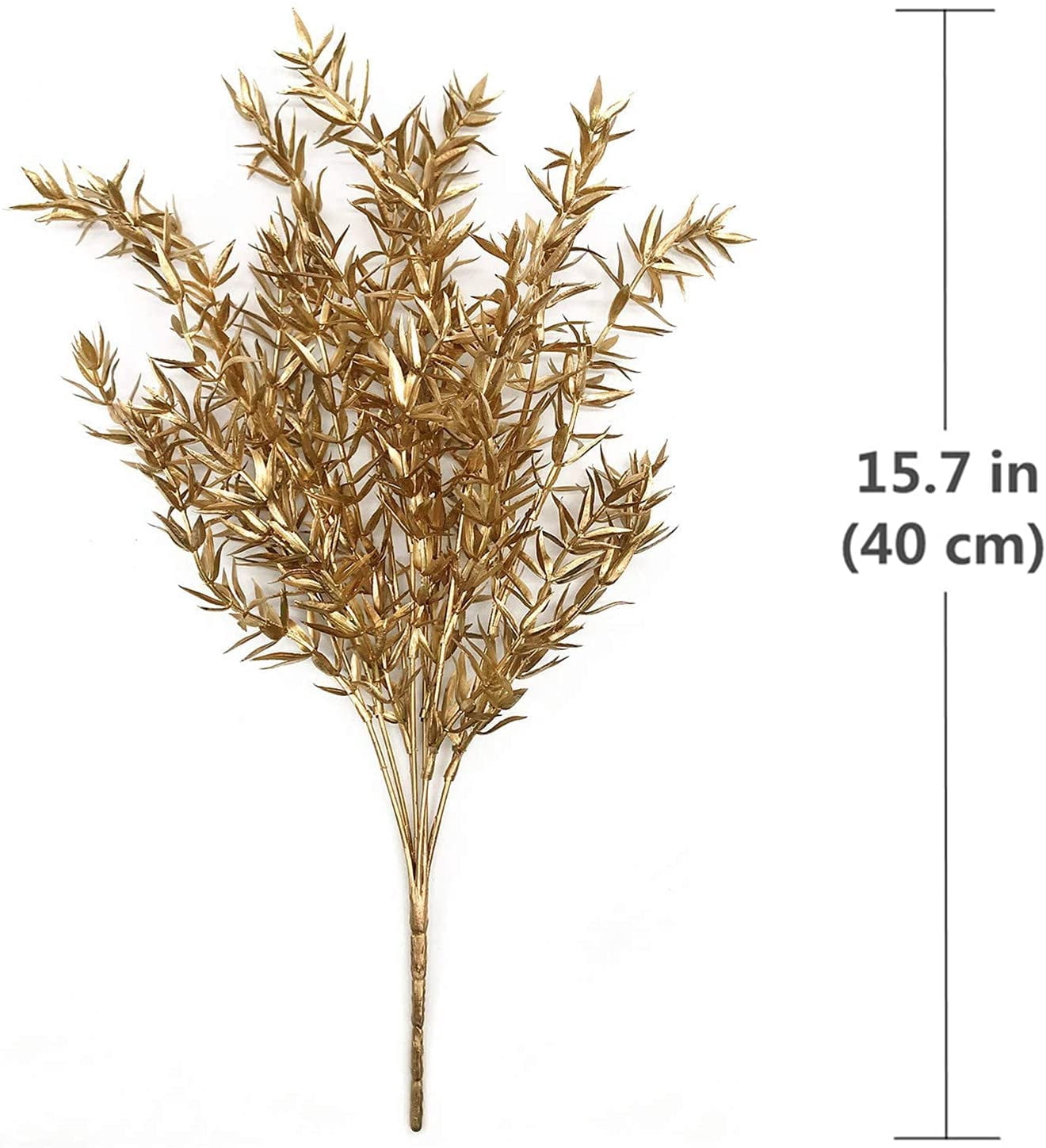 Morttic Artificial Golden Baby Breath Flowers, Plastic Fake Gypsophila Flower for Indoor Outdoor Christmas Wedding Home Party Table Arrangement Decoration DIY Planter Filler Gold Leaves Decor - 6 Pack