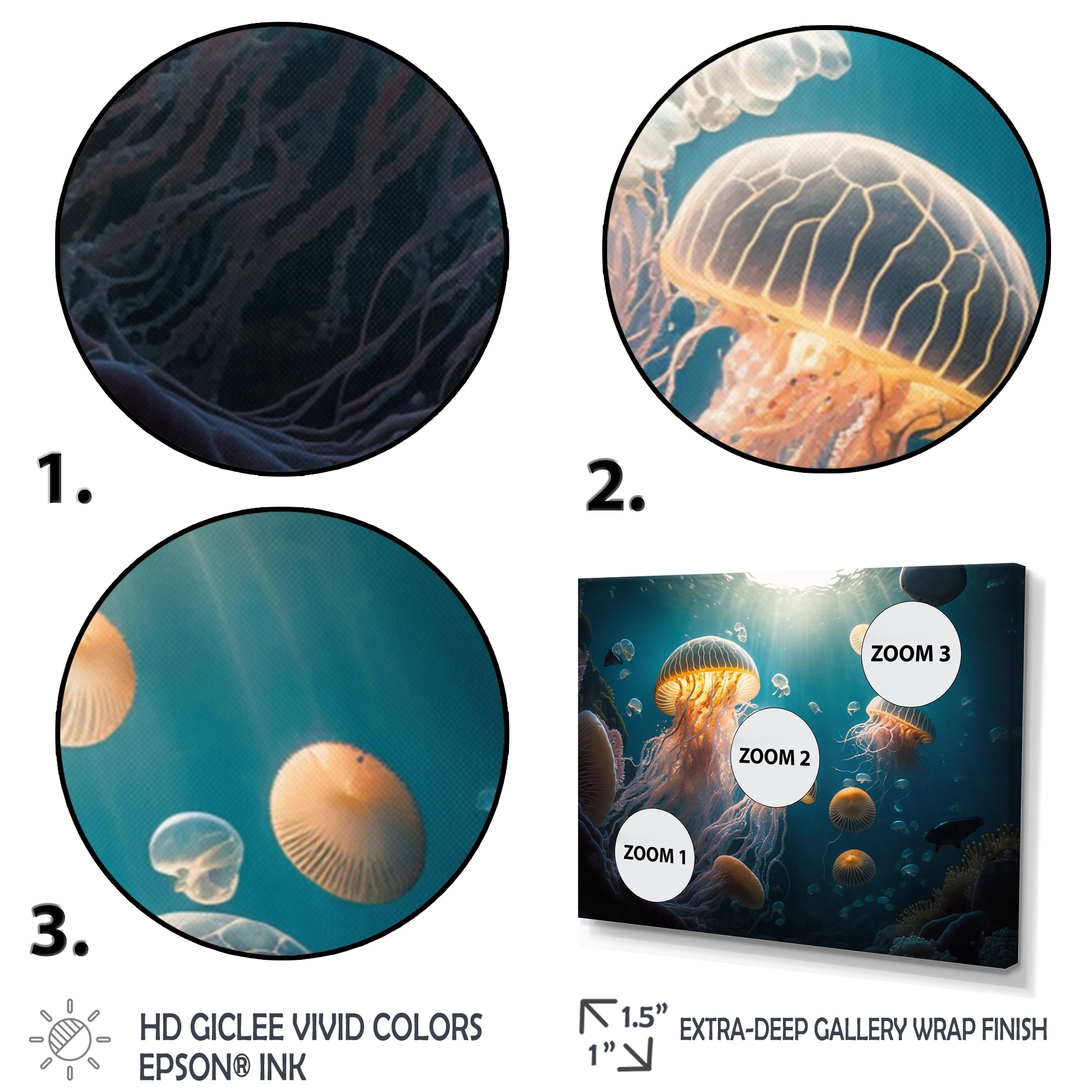 Designart Jellyfish In The Ocean II Canvas Wall Art