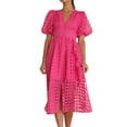thumbnail image 1 of Ketyyh-chn99 Robes Femmes Grande Taille Robe Maxi Décontractée Robes T-shirt Manches Longues Robe Bohème de Plage Rose Vif,m, 1 of 5