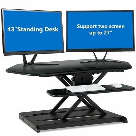 Goplus Electric Standing Desk Height Adjustable Tabletop Sit To Stand Riser Monitor